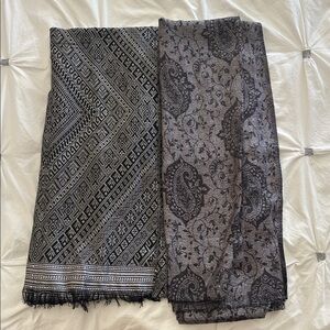 Black and Gray Patterned Scarves